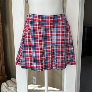 T by Talbots Skort EUC Red, White & Blue Plaid
